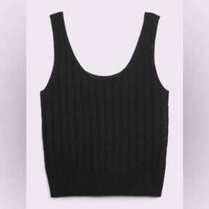 Gap CashSoft Cropped Cable-Knit Sweater Tank Top Black XS